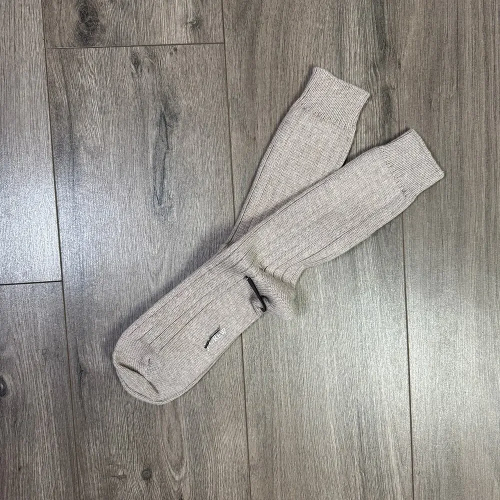 J.Crew Ribbed Cotton Blend Socks Men One Size Grayish Brown Lightweight Mid Calf